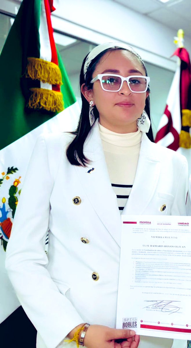 Obed_Olivares's tweet image. 🔴Como miembro del Comité de Morena Internacional 2011, Felicitamos 🥳 a la Queridísima Compañera🚺 Damaris Hoyos @DamarisHoyosO por su nuevo nombramiento como &lt;Coordinadora de enlace y Vinculación Internacional 2025&gt; en #MorenaExterior de nuestro @PartidoMorenaMx.