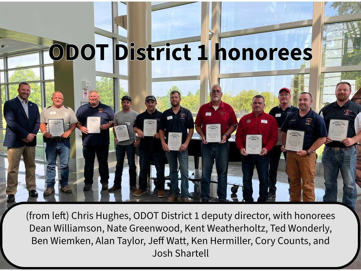 ODOT_NWOhio's tweet image. ODOT employees who serve as volunteer firefighters and EMTs were honored yesterday by Ohio State Fire Marshal Kevin Reardon, and ODOT Director Pam Boratyn. "Ohioans depend on you, and we're here to thank you," said Reardon. Thanks to BGSU-Firelands for hosting.