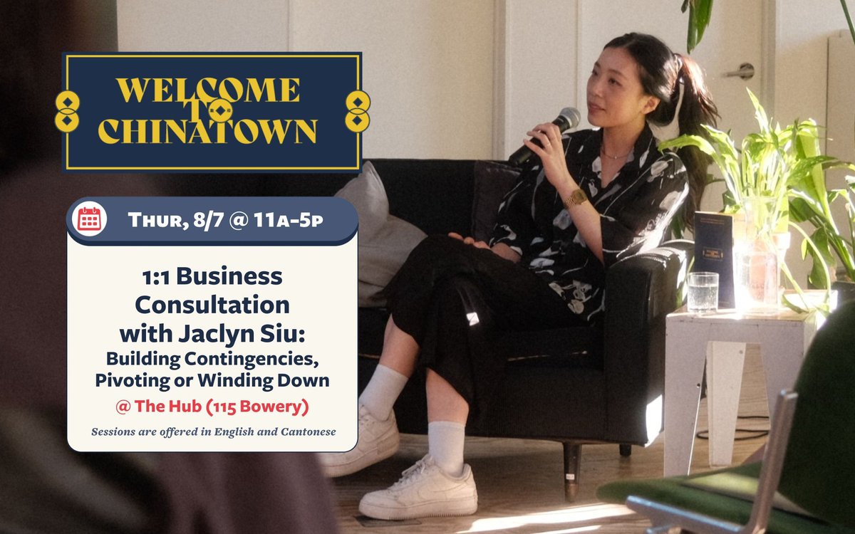 Starcycle (@starcycleai) on Twitter photo Our CEO <a href="/jaclynsiu/">jaclyn siu</a>, in partnership with <a href="/WtChinatown/">Welcome to Chinatown</a>, will be offering free, in-person wind-down consultations for Chinatown's small business owners.
📅 August 7
🔗 Book now: welcometochinatown.com/events/jaclyn-… Our CEO <a href="/jaclynsiu/">jaclyn siu</a>, in partnership with <a href="/WtChinatown/">Welcome to Chinatown</a>, will be offering free, in-person wind-down consultations for Chinatown's small business owners.
📅 August 7
🔗 Book now: welcometochinatown.com/events/jaclyn-…