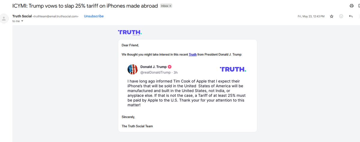 gorilla__radio's tweet image. forgetting I signed the pod up to truth social and getting a jumpscare email like this once a month