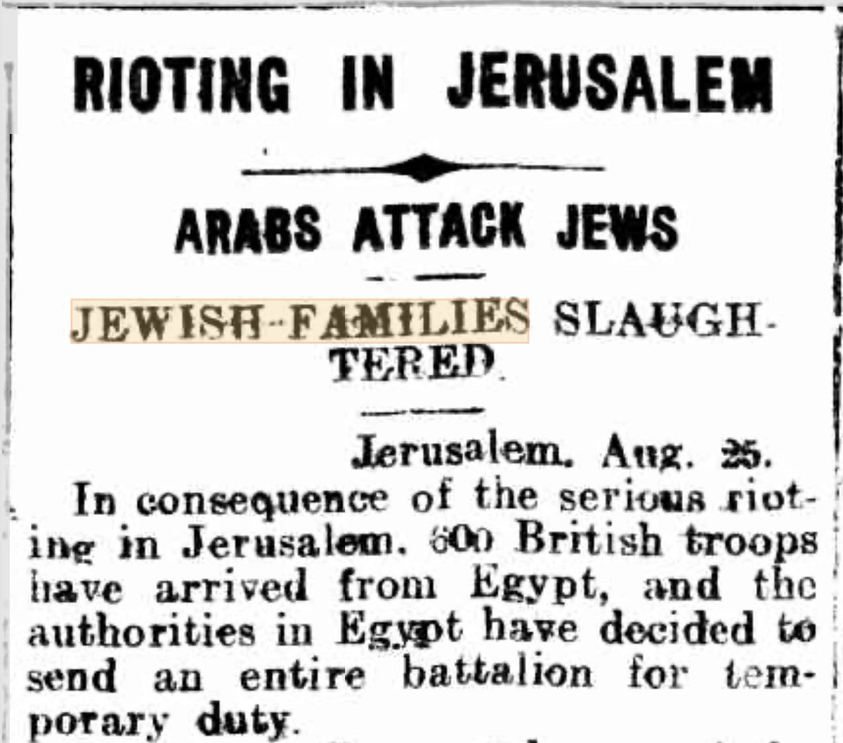 Kalgoorlie Miner, Aug 28, 1929: “Rioting in Jerusalem, Arabs Attack Jews, Jewish Families Slaughtered.”

No “settlements,” no “occupation,” no “nakba,” no Netanyahu. Heck, not even a State of Israel for almost two decades. 

You sure this conflict is what they claim it’s about?