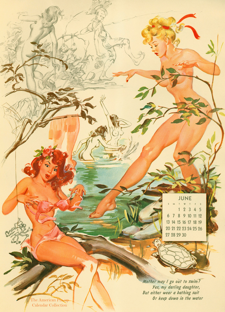 PulpCovers's tweet image. Joyce Ballantyne - June 1948 Artist's Sketch Pad Calendar Illustration - Brown & Bigelow Calendar Co. - American Pin-up Calendar Collection
not.pulpcovers.com/post/789793780…
