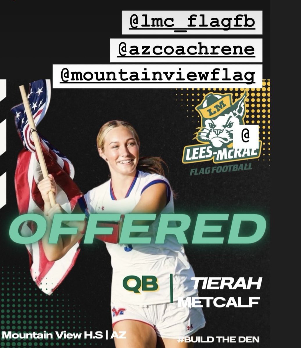 mvtoroflagfb's tweet image. Congratulations to our very own, Tierah Metcalf, on her offer to compete in the sport that she loves, at the collegiate level!
Thank you to Coach Brown at Lees McRae!
@AZCoachRene
@MVTOROS_AD
