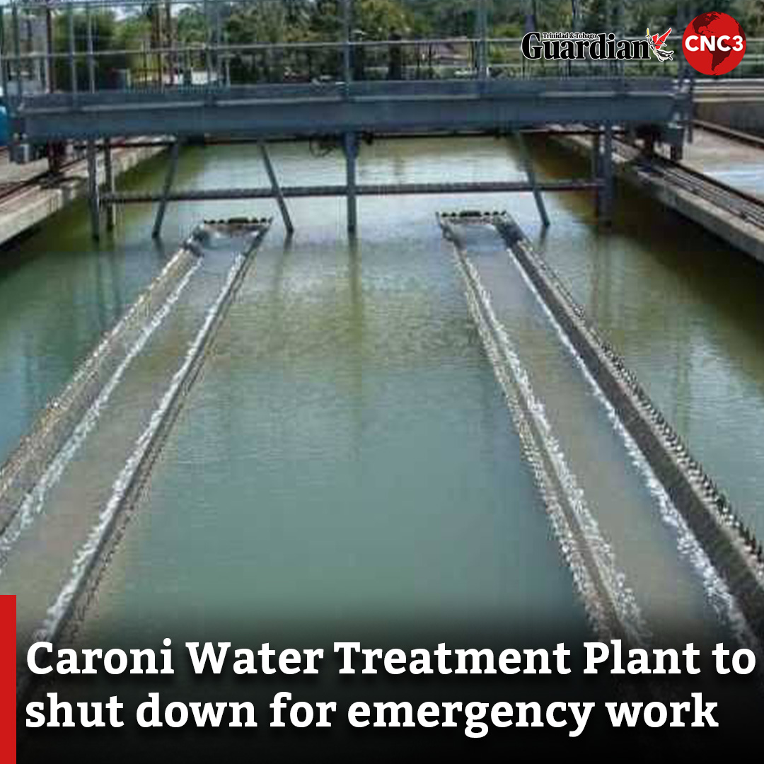 CNC3TV's tweet image. Customers across North, Central and South Trinidad will face temporary water disruptions on Thursday night due to emergency maintenance at the Caroni Water Treatment Plant.
Read more:
cnc3.co.tt/caroni-water-t…