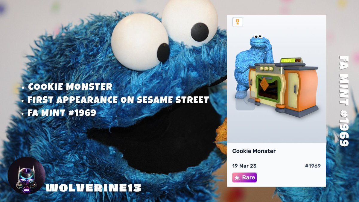 Wolverine___13's tweet image. Ah! Just secured Cookie Monster FA year #1969, from his debut year on Sesame Street! 1/1, First Appearance. This one’s for my daughter (who may have helped with this purchase, haha) 🍪
Appreciate the deal my brother @Corbu1985 🍻
@MeCookieMonster