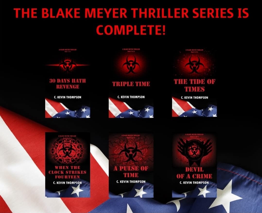 CKevinThompson's tweet image. TODAY IS THE DAY! We are celebrating the release of the long-awaited conclusion of The Blake Meyer Thriller Series, Book 6, DEVIL OF A CRIME!
Books 1-5 are on sale! Come join the party!
tinyurl.com/bdh8vzmp
#thrillerseries #PatriotismWithPurpose #truepeace #cleanreads