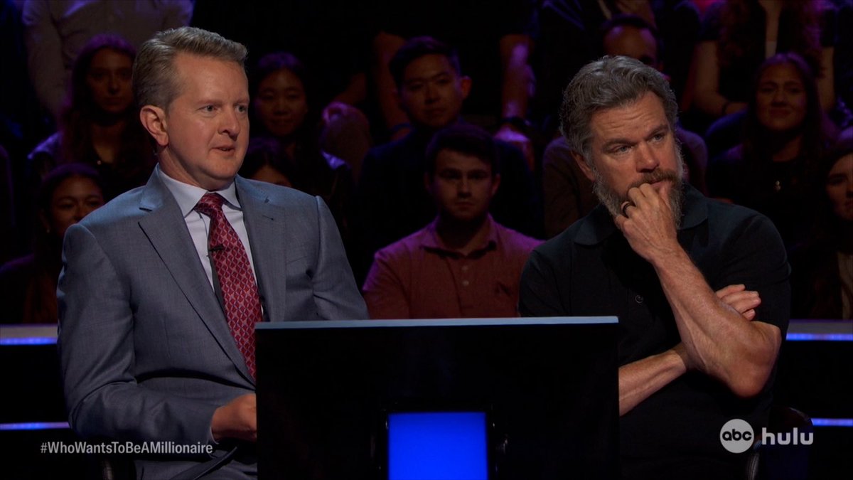 awoodustin's tweet image. I think it’s great they have Matt Damon on WHO WANTS TO BE A MILLIONAIRE in character as Odysseus
