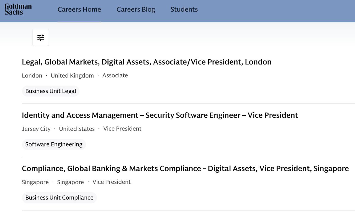 fintechfrank's tweet image. Citi, Goldman, and JPMorgan are all hiring people in crypto and digital assets
the institutions are here