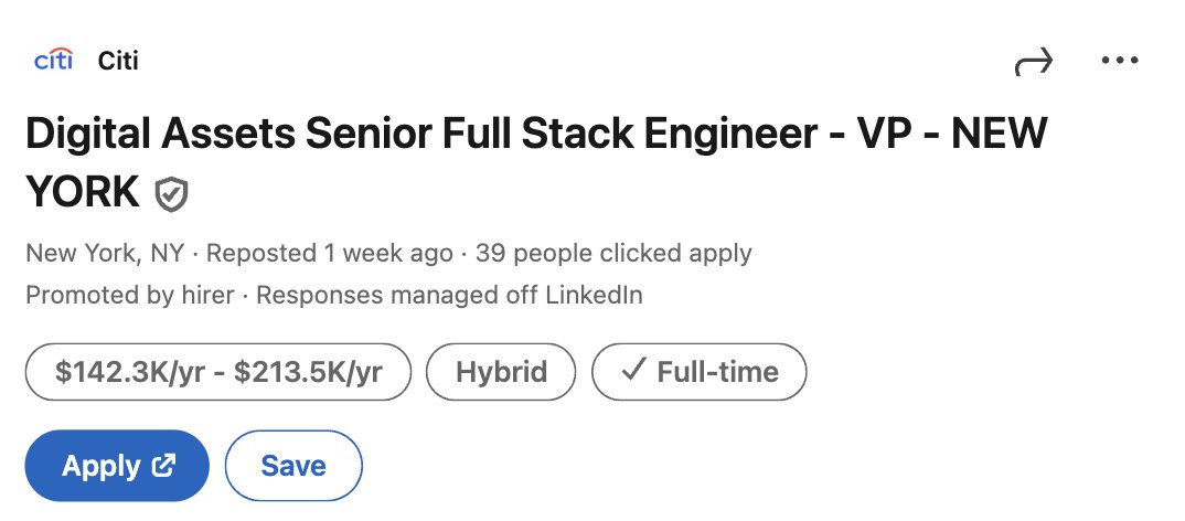 fintechfrank's tweet image. Citi, Goldman, and JPMorgan are all hiring people in crypto and digital assets
the institutions are here
