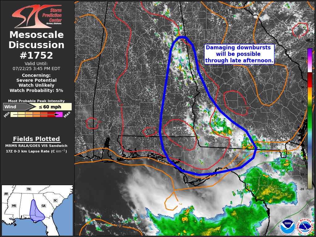 NWSSPC's tweet image. 12:47pm CDT #SPC_MD 1752 , #gawx #flwx #alwx, spc.noaa.gov/products/md/md…