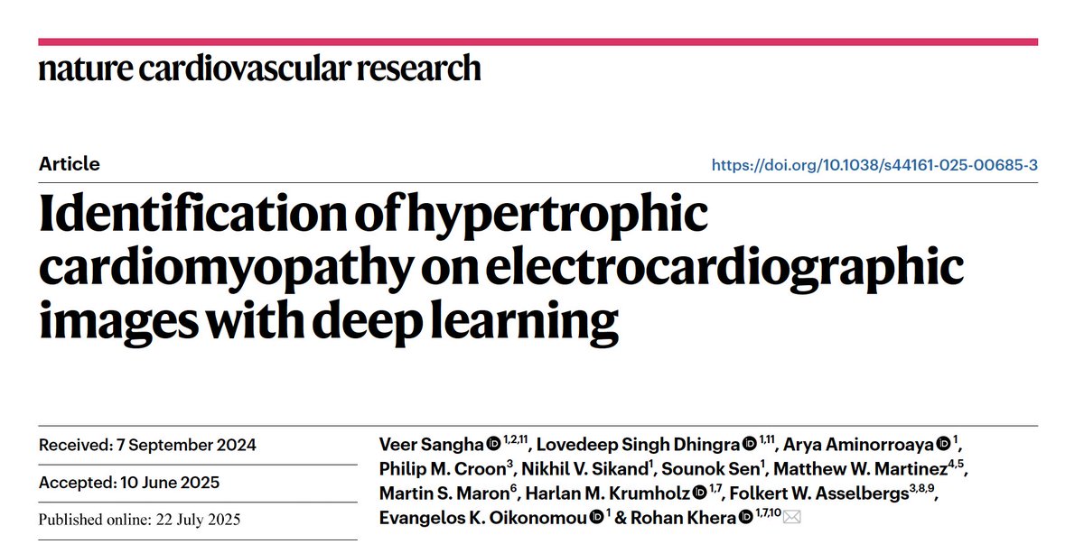 Rohan Khera (@rohan_khera) on Twitter photo In <a href="/NatureCVR/">Nature Cardiovascular Research</a>, our <a href="/cards_lab/">CarDS Lab</a> study defines a new approach to identifying adults w hypertrophic cardiomyopathy (HCM) - a leading cause of cardiac arrest in young adults
Using #AI_ECG for images/photos of ECG (📸)
Led by ⭐️s @veer_sangha_ <a href="/LovedeepDhingra/">Lovedeep Dhingra</a> In <a href="/NatureCVR/">Nature Cardiovascular Research</a>, our <a href="/cards_lab/">CarDS Lab</a> study defines a new approach to identifying adults w hypertrophic cardiomyopathy (HCM) - a leading cause of cardiac arrest in young adults
Using #AI_ECG for images/photos of ECG (📸)
Led by ⭐️s @veer_sangha_ <a href="/LovedeepDhingra/">Lovedeep Dhingra</a>
