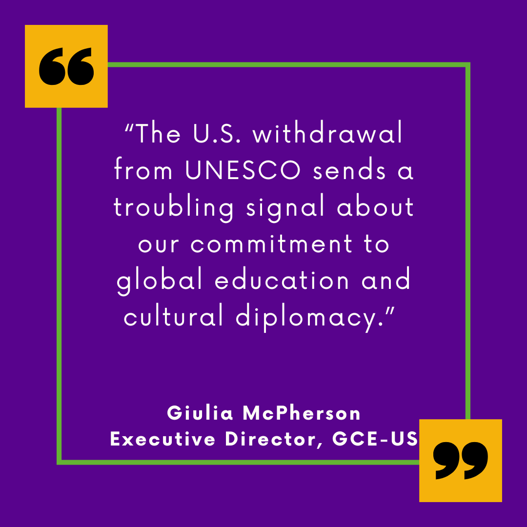 GCE-US (@gce_us) on Twitter photo We at GCE-US are deeply concerned by today’s announcement that the United States intends to withdraw from <a href="/UNESCO/">UNESCO 🏛️ #Education #Sciences #Culture 🇺🇳</a>.
Full statement: bit.ly/40usxTB
<a href="/globaleducation/">Global Campaign for Education</a> #Education2030Agenda #SDG4 We at GCE-US are deeply concerned by today’s announcement that the United States intends to withdraw from <a href="/UNESCO/">UNESCO 🏛️ #Education #Sciences #Culture 🇺🇳</a>.
Full statement: bit.ly/40usxTB
<a href="/globaleducation/">Global Campaign for Education</a> #Education2030Agenda #SDG4