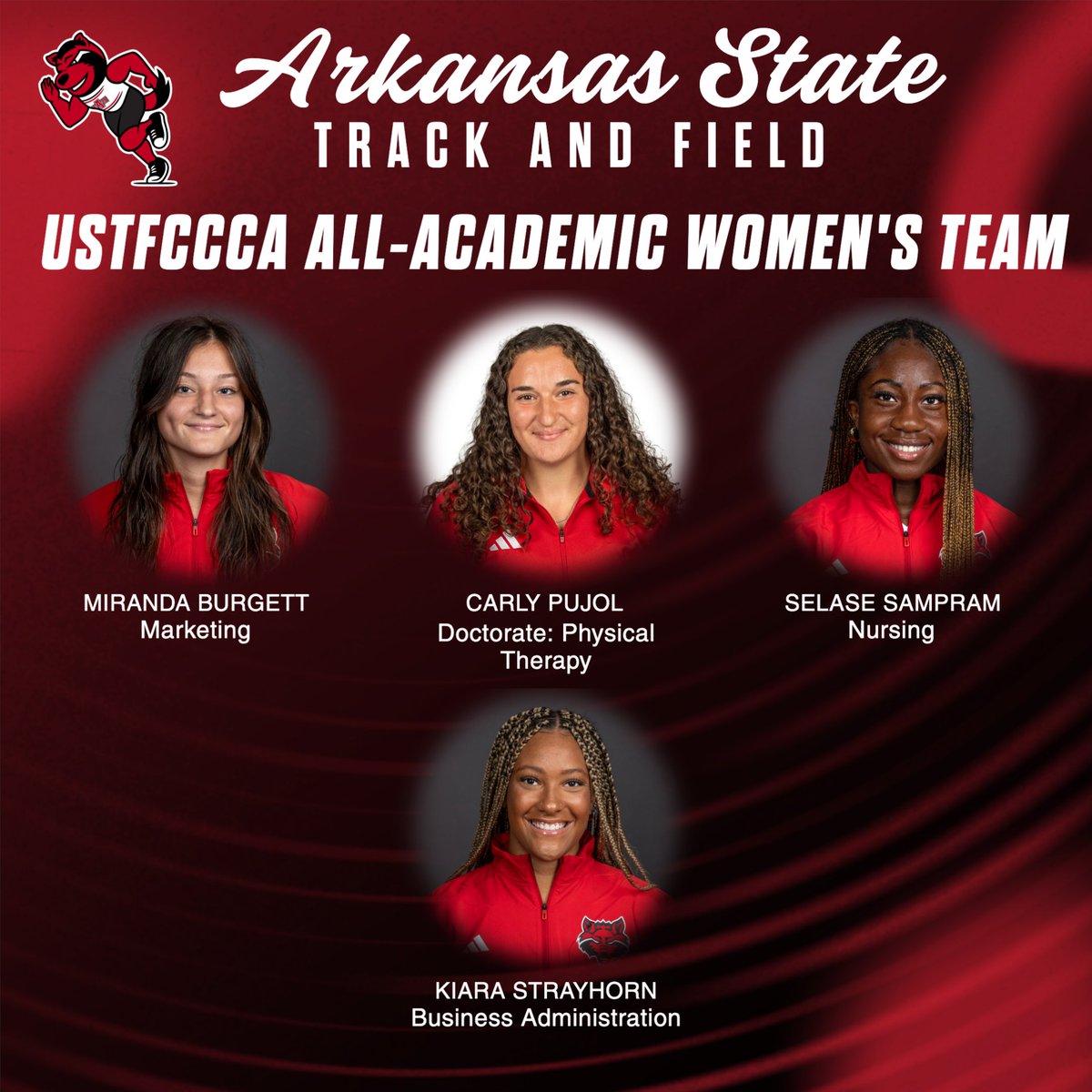 ASTATETRACK's tweet image. A-State Track and Field earns 2025 USTFCCCA All-Academic Team and Athlete honors!
π: bit.ly/4o11Ekf
#WolvesUp