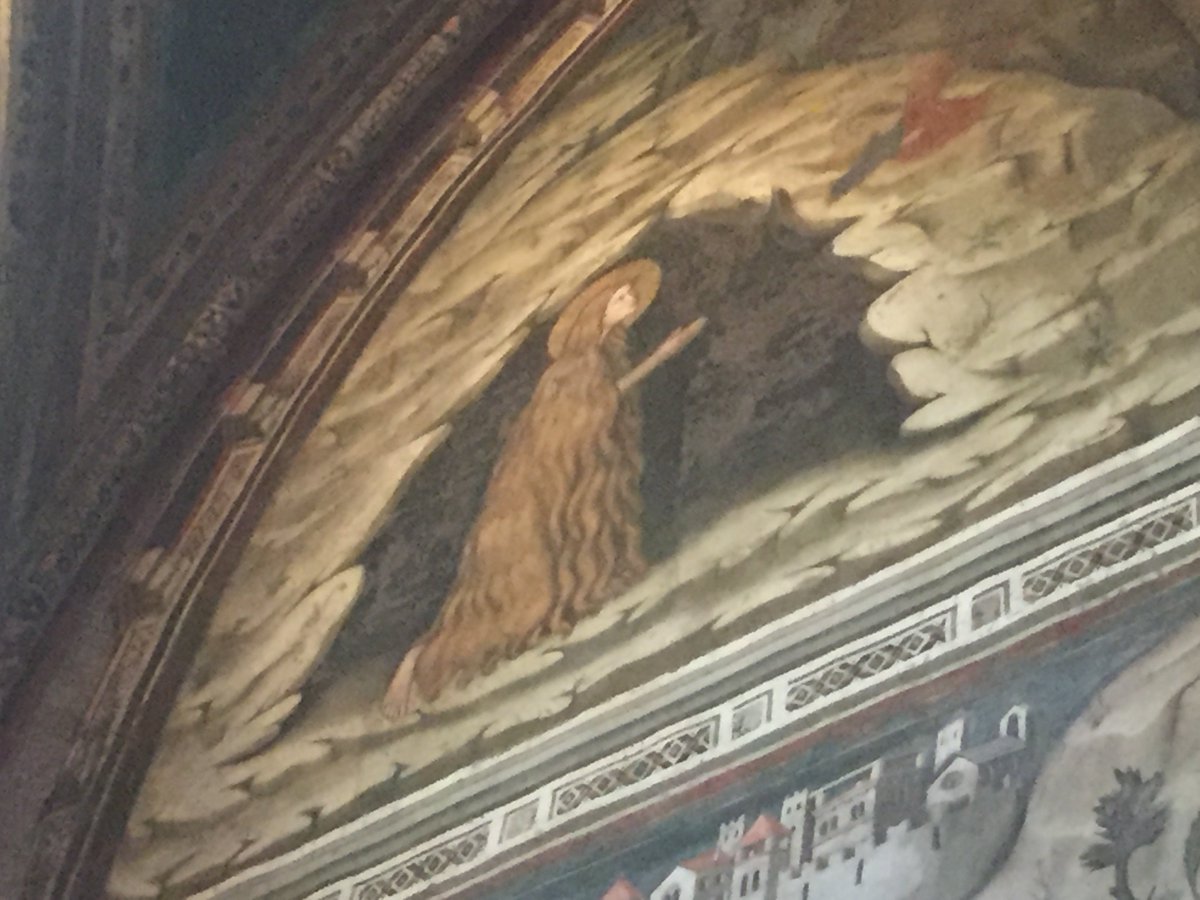MarkWerling5's tweet image. More on Mary Magdalene. In the Golden Legend, she lives in a cave for several years in spiritual seclusion. This church in Napoli depicts the scene. #FeastDay #MaryMagdalene #Medieval