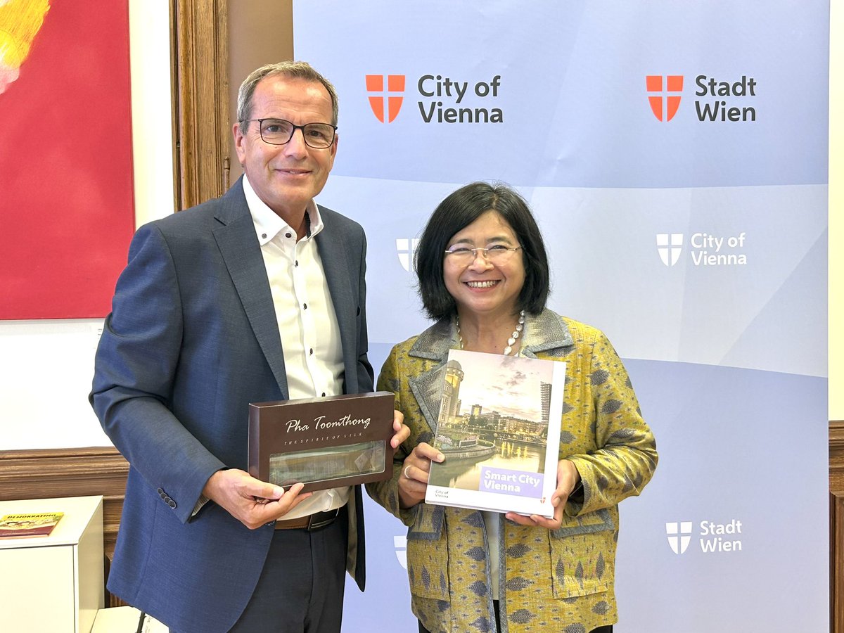 Thai Ambassador met with Mr. Christian Meidlinger, President of the Vienna State Parliament, to boost cooperation in smart cities, sustainable tourism &amp; cultural exchange. 🇹🇭🤝🇦🇹 #Thailand #Vienna