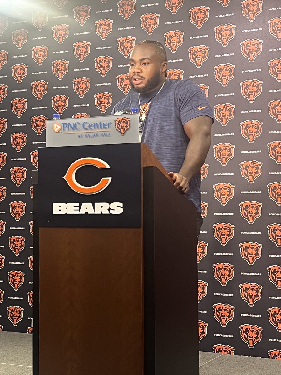 LarryMayer's tweet image. Veteran defensive tackle Grady Jarrett speaks to the media at Halas Hall.