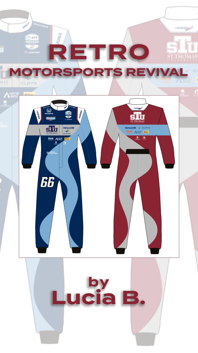 MeyerShankRac's tweet image. WINNER! Marcus will wear the Retro Motorsports Revival design by St. Thomas University Fashion & Merchandising student, Lucia. ❤️💙
We were so grateful to work with all of the talented Fashion student at STU and can’t wait to see it all come to life in Milwaukee! 🙌🏻