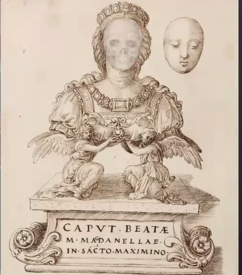 En la Festividad de Santa María Magdalena.
Francisco de Holanda, Relicario y reliquia  de la cabeza  de Santa Maria Magdalena.
Monasterio de San Lorenzo de El Escorial. Real Biblioteca.