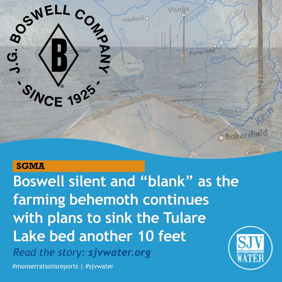 SJVWater's tweet image. Moserrat Solis reports: sjvwater.org #SGMA #tularelake #jgboswell #corcoran #kingscounty #sjvwater
