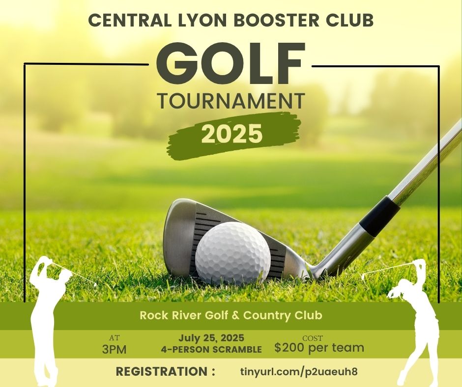 CentralLyon's tweet image. One of the best ways to support Central Lyon athletics is to support the Booster Club! Get your foursome together for Friday's tournament!