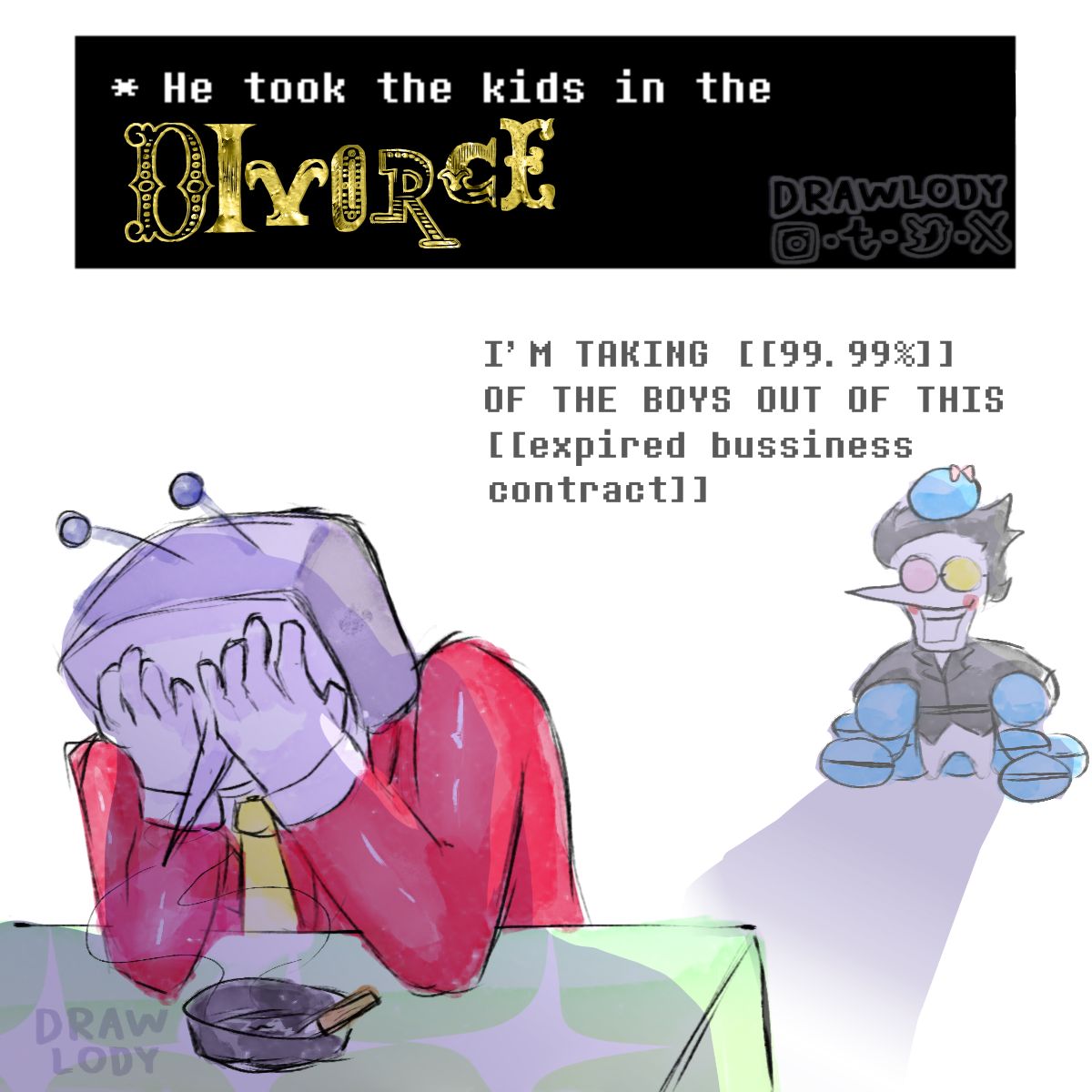 Drawlody's tweet image. tenna get to keep ☝ kid #spamtenna #DELTARUNE