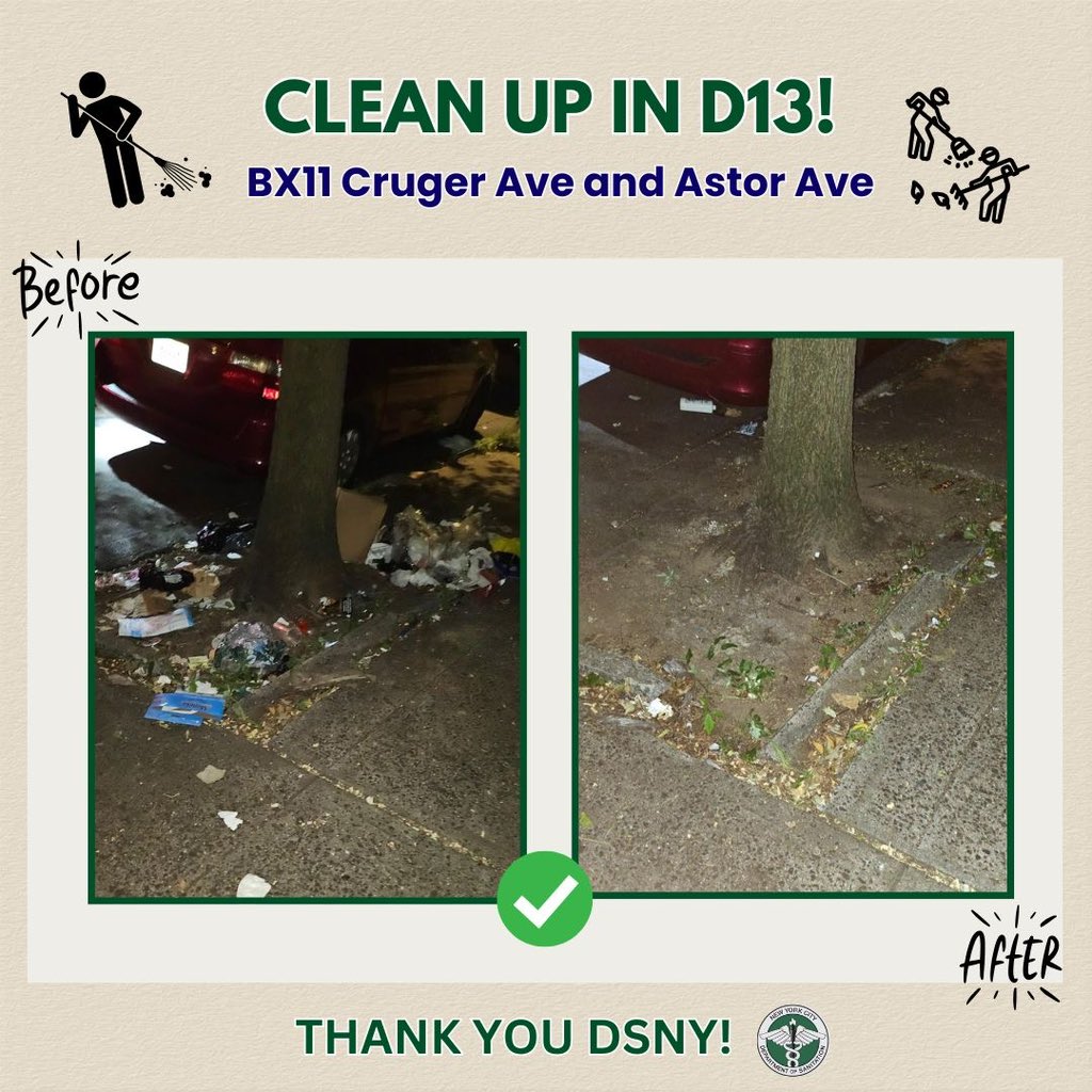KristyMarmorato's tweet image. DSNY does it again! Big shoutout to @nycsanitation for another successful cleanup in District 13! ๐งน๐ช Your hard work keeps our neighborhoods looking clean, safe, and beautiful โ and weโre grateful for all you do! ๐