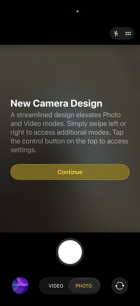 aaronp613's tweet image. iOS 26 beta 4 adds a splash screen in the camera app, warning about the redesign