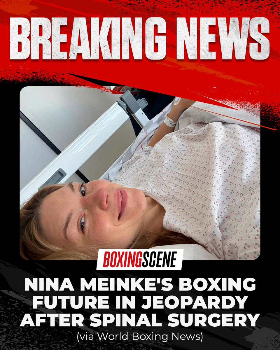 boxingscene's tweet image. Reigning IBF Featherweight World Champion Nina Meinke has undergone emergency spinal surgery after being diagnosed with a life-threatening nerve compression that left her facing permanent paralysis in her right leg, per @WorldBoxingNews.
#boxing #boxingnews #NinaMeinke