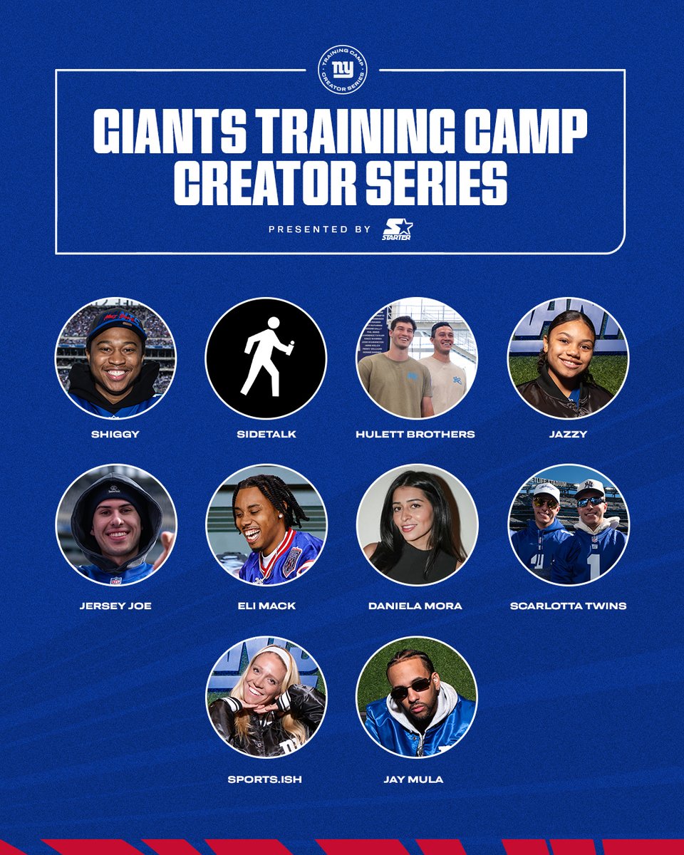 Giants's tweet image. New faces at camp, bringing you all the content. 📲
Our first Training Camp Creator Series ⤵️
Details: nygnt.co/tc-cc