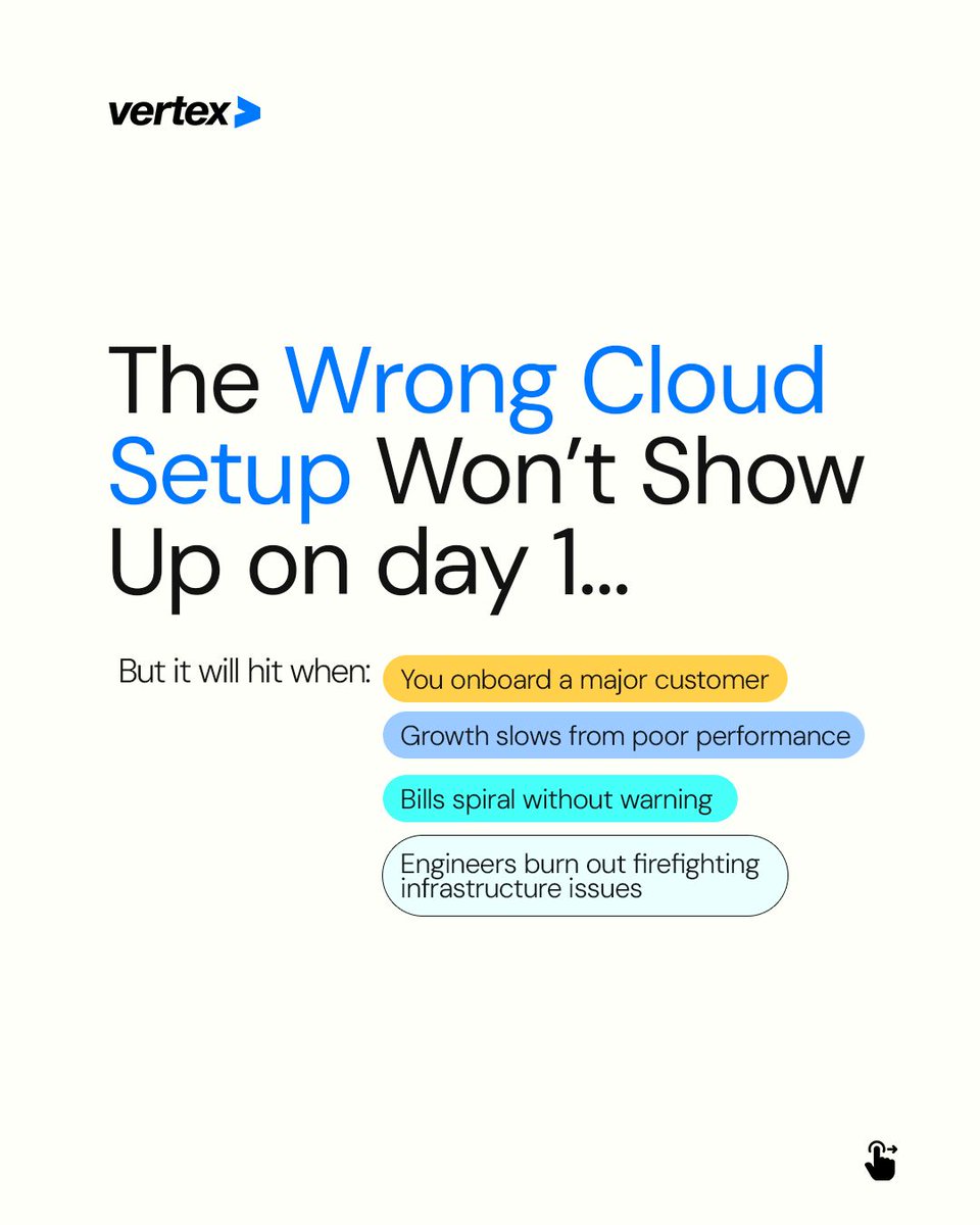 VertexSoftware's tweet photo. Your cloud setup isn’t “just working” if it’s quietly draining your team + budget.

At Vertex, we help you rebuild cloud infra that scales with your product—not against it.

📅 Free 30-min strategy call 
👉 https://t.co/ctOLVXQsV6

#CloudInfra #DevOps #TechLeadership #VertexTech https://t.co/ecKYAYAHsc