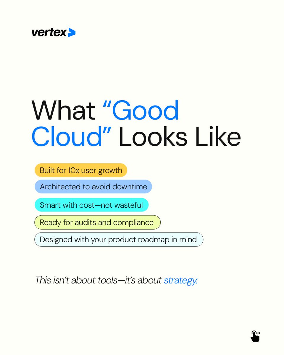 VertexSoftware's tweet photo. Your cloud setup isn’t “just working” if it’s quietly draining your team + budget.

At Vertex, we help you rebuild cloud infra that scales with your product—not against it.

📅 Free 30-min strategy call 
👉 https://t.co/ctOLVXQsV6

#CloudInfra #DevOps #TechLeadership #VertexTech https://t.co/ecKYAYAHsc