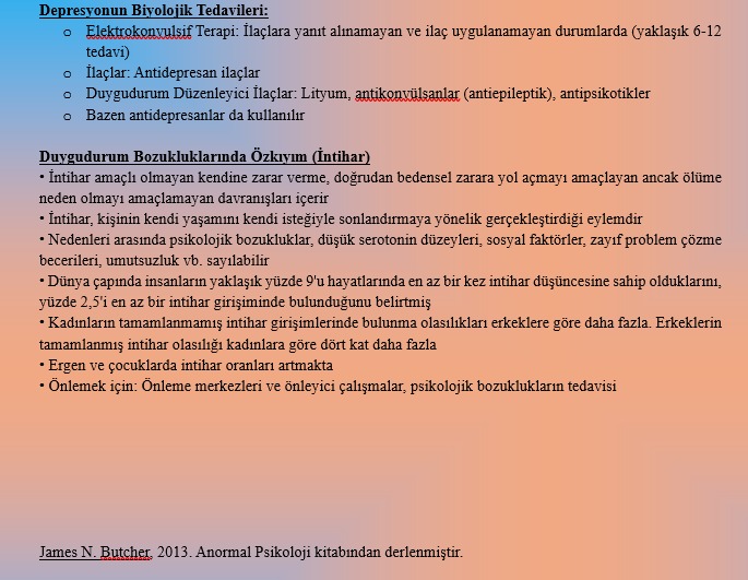 Psikopatoloji ders notlarından Depresyon tanı, nedeni ve tedavi yolları konulu özet bilgiler içerir.