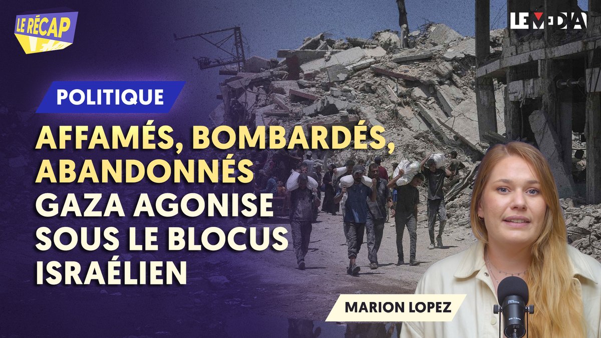 LeMediaTV's tweet image. UN GÉNOCIDE À CIEL OUVERT : À GAZA, LA FAIM PROLONGE LE MASSACRE
Le Récap du 22 juillet 2025, par @MarionLpz !
➡️ lemediatv.fr/emissions/2025…