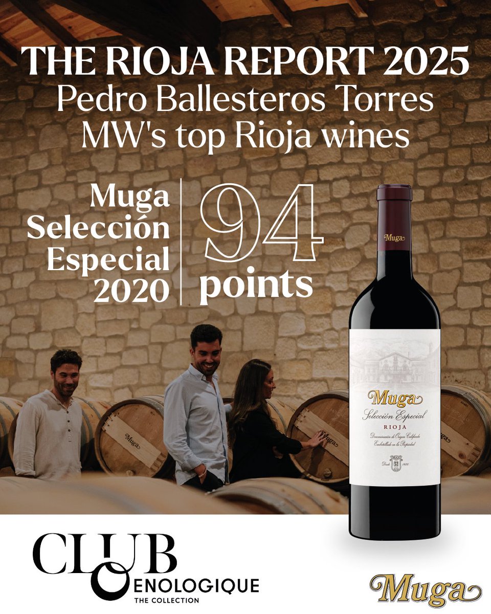 bodegasmuga's tweet image. 🏆 Muga Selección Especial 2020 – 94 puntos 🏆
🍷 Reconocido entre los mejores Rioja del año por Pedro Ballesteros MW en The Rioja Report 2025 para #ClubOenologique. 
Un Muga con carácter, elegancia y autenticidad.

📖 👉 cluboenologique.com/report/rioja-w… 

#BodegasMuga