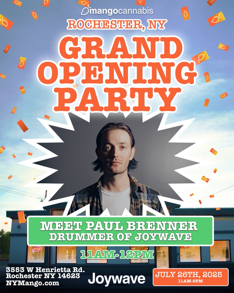 Meet Joywave’s Paul Brenner at Mango’s Rochester Grand Opening Party! 🎉🌿