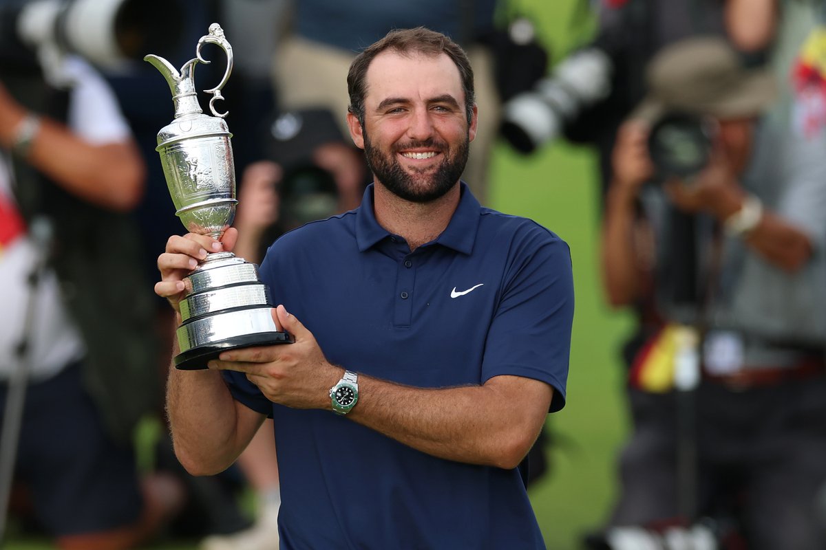 _DavidRumsey's tweet image. 4.1 million people tuned into NBC to watch the final round of the Open Championship on Sunday, as Scottie Scheffler won his first Claret Jug, and fourth major.
That's up 21% from last year's Open won by Xander Schauffele.
Sunday's audience peaked at 6.1 million viewers.