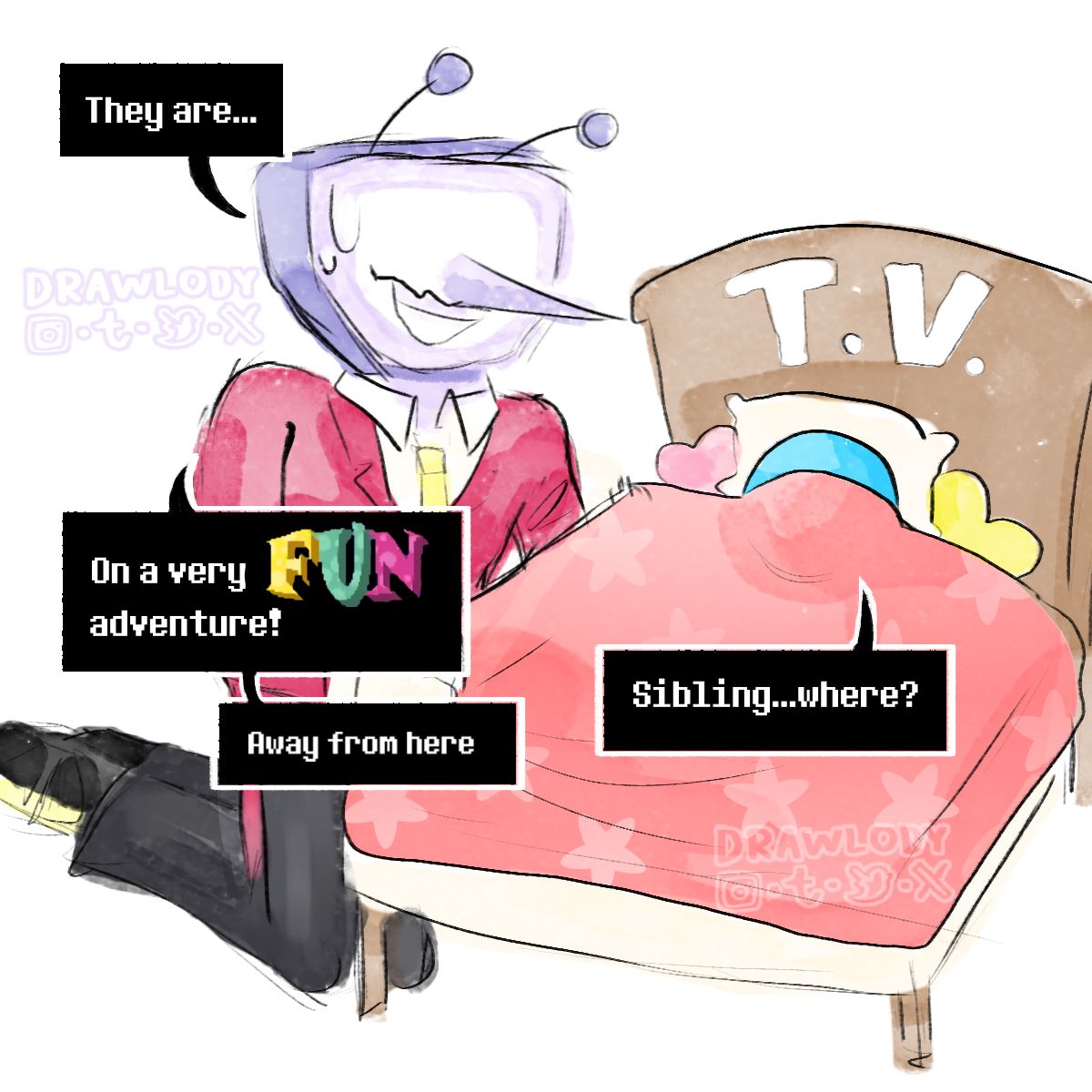 Drawlody's tweet image. Should have fight harder for custody #spamtenna #DELTARUNE
