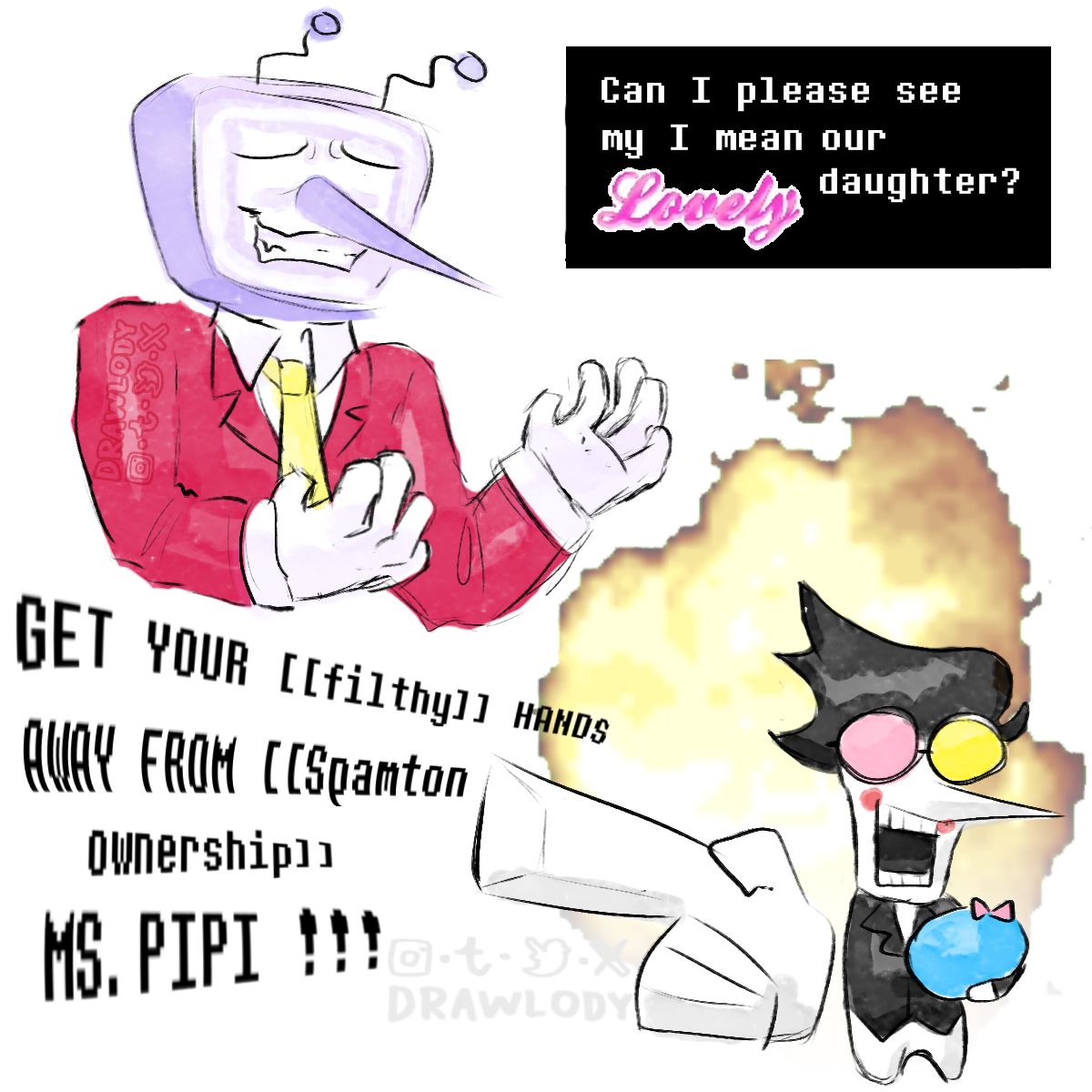 Drawlody's tweet image. Should have fight harder for custody #spamtenna #DELTARUNE