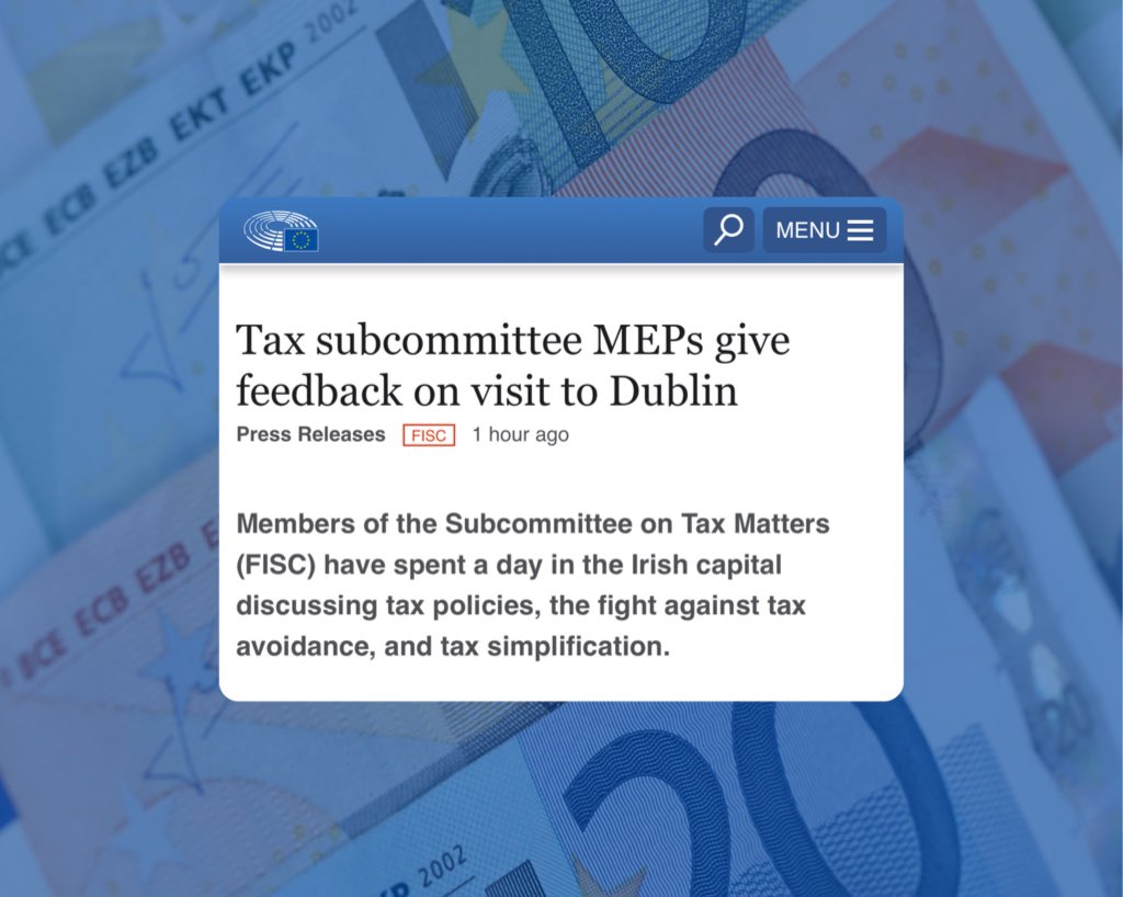 EPinIreland's tweet image. 📋 Press release: Tax subcommittee MEPs give feedback on visit to Dublin.
🔗 Read: europarl.europa.eu/news/en/press-…
