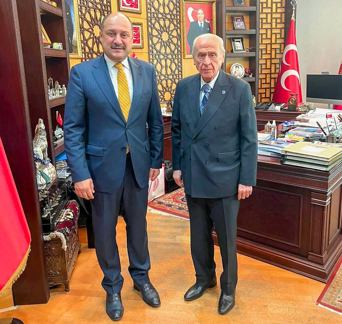haciyaygin's tweet photo. Şanlıurfa Büyükşehir Belediye Başkanımız Mehmet Kasım Gülpınar, Milliyetçi Hareket Partisi Genel Başkanı Sayın Devlet Bahçeli'ye nezaket ziyaretinde bulundu. https://t.co/ernAfqTHp0