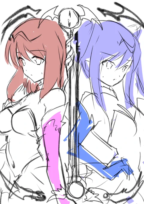 昔描いたラフが出てきたので貼り。 もうどういう意図で描いたのかもわからない…σ(^_^;)