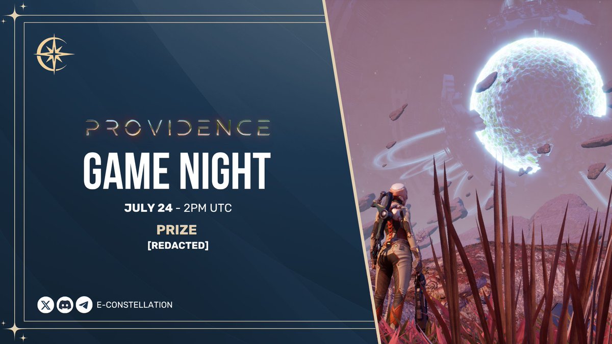 Game Night with <a href="/PlayProvidence/">Providence</a> 
 
Join us, Trailblazers, as we shoot, extract, and escape!

🕹 Playable on PC 
🗓 Thursday July 24 - 2PM UTC 
✨ [Redacted]

Join our Discord to participate ⤵️