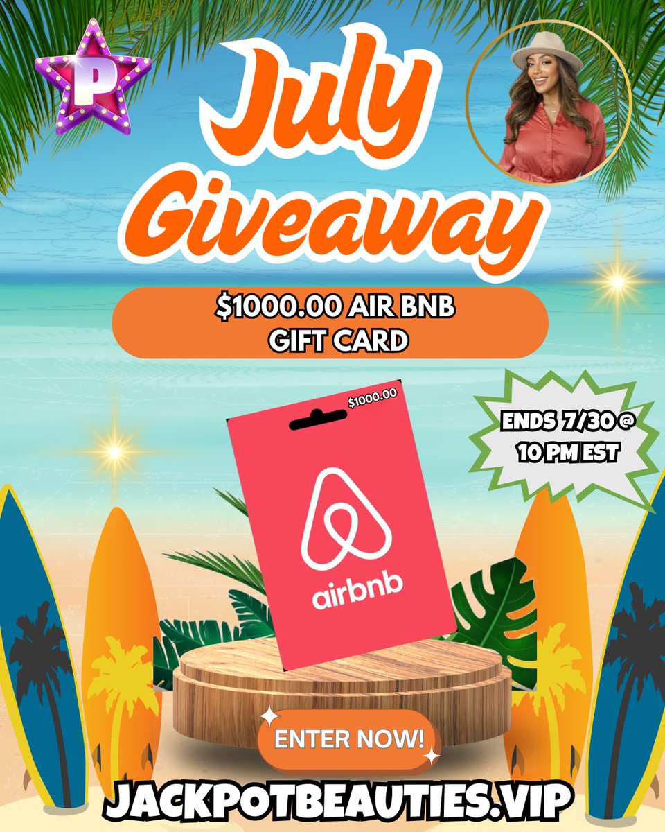Hello friends! We are giving away a $1000.00 Air BnB gift card 🙌🏽✨🥰 The  contest ends on 7/30 at 10 PM EST so be sure to head over to  https://t.co/ETMBwPK30y to enter