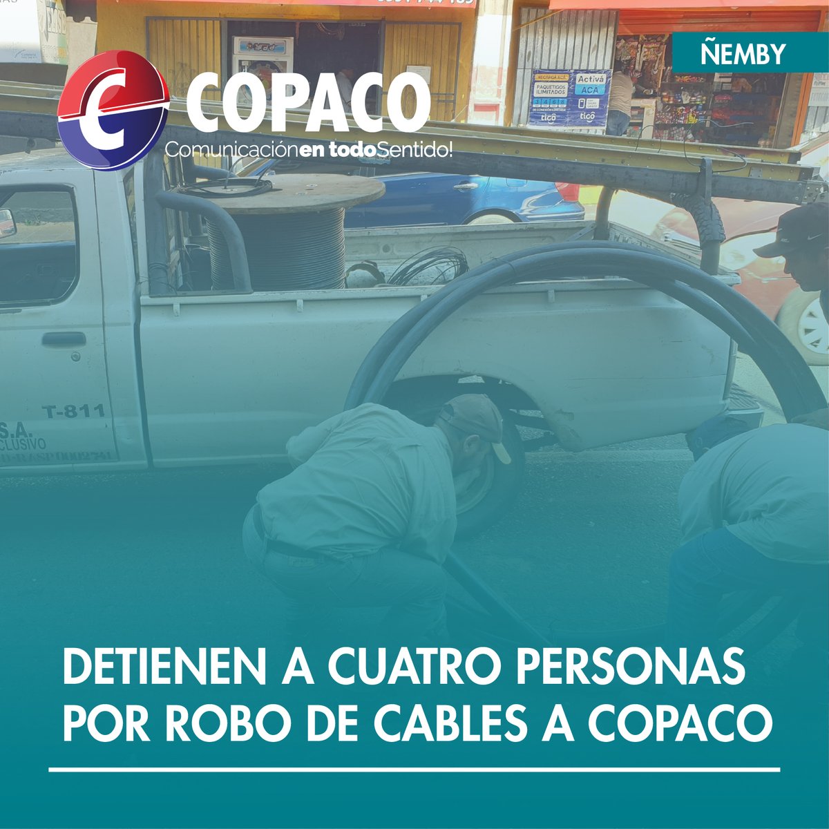 Ñemby | Detienen a 4 personas por robo de cables a COPACO.
Los hechos afectaron el servicio y generaron pérdidas por más de G. 80 millones.

🔗 Lee más: goo.su/jmV8lk