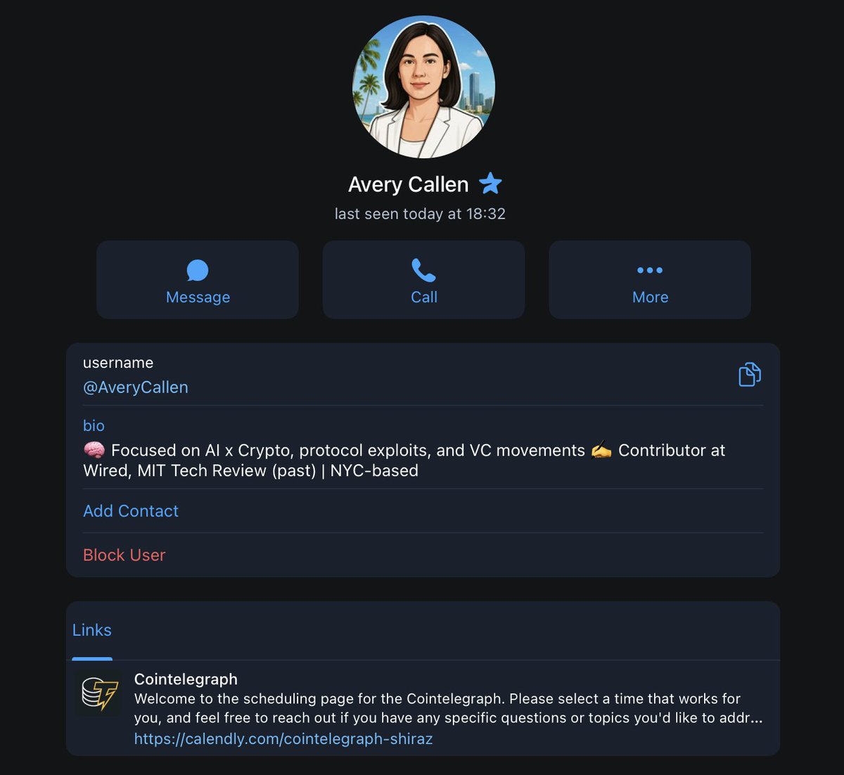 Jonas with a J (@jonas_with_a_j) on Twitter photo Heads up - someone just tried running the exact same scam on me. The same "Avery Callen" profile reached out to me, but this time it was on TG. Arranged a call and sent me a set of questions in advance.
On the call, they impersonated a <a href="/Cointelegraph/">Cointelegraph</a> team, had a lovely 40-min Heads up - someone just tried running the exact same scam on me. The same "Avery Callen" profile reached out to me, but this time it was on TG. Arranged a call and sent me a set of questions in advance.
On the call, they impersonated a <a href="/Cointelegraph/">Cointelegraph</a> team, had a lovely 40-min