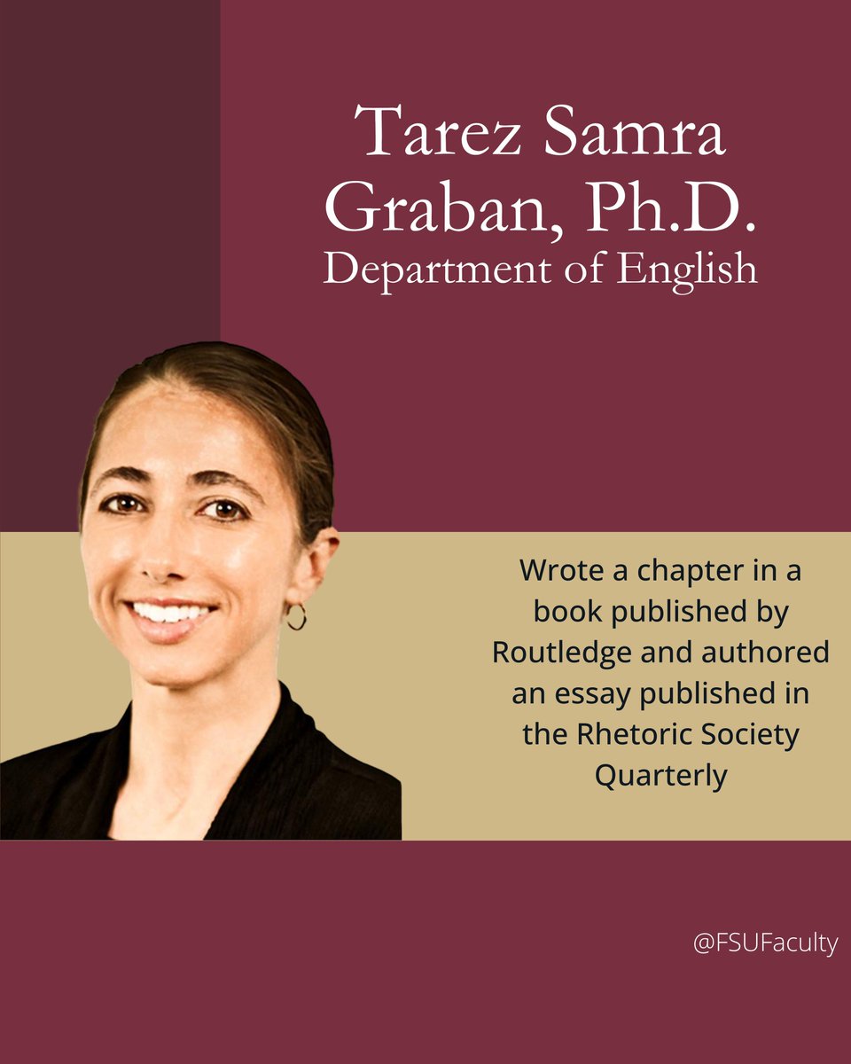 FSUFaculty's tweet image. Tarez Samra Graban, Ph.D., from the @fsu_englishdept, published a chapter in the Routledge Handbook of Contemporary Feminist Rhetoric and an essay in Rhetoric Society Quarterly, advancing research in feminist rhetoric and diversity. 📚✍️🌍
#FSU #FSUFaculty #WomenInAcademia