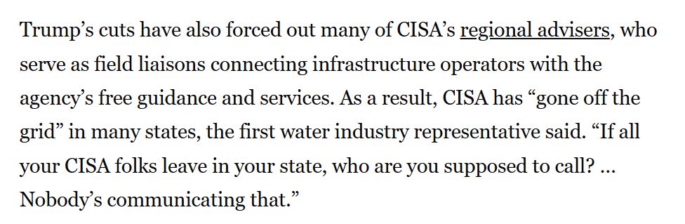ericgeller's tweet image. Arizona's recent election-office cyberattack highlighted how CISA's downsizing has weakened ties with states, one element of the deteriorating critical infrastructure partnerships that I wrote about recently. cyberscoop.com/arizona-secret… cybersecuritydive.com/news/critical-…