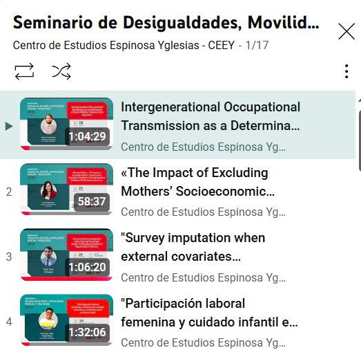 ceeymx's tweet image. Aprende sobre movilidad social y desigualdades con el Seminario Desigualdades, Movilidad Social y Equidad 2025 que organizamos CEEY y @equide_ibero 🖥️📚⚖️
En esta lista de reproducción en YouTube tenemos todas las sesiones en línea: 😃💻▶️youtube.com/watch?v=Z-y5zc…