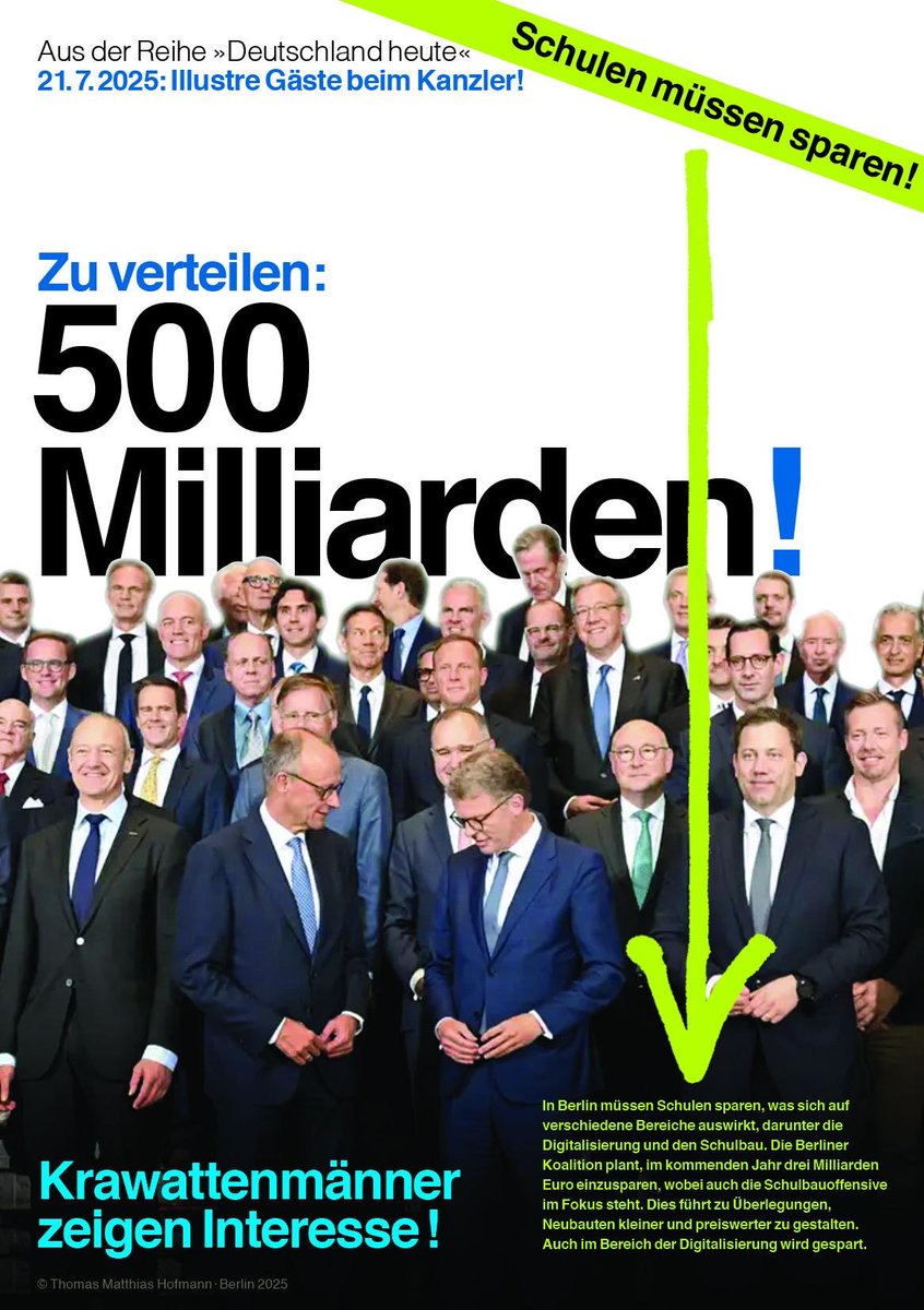 jescho's tweet image. Friedrich #Merz versammelt die Wirtschaftselite - doch diese verlangt Gegenleistungen auf Kosten der Allgemeinheit.