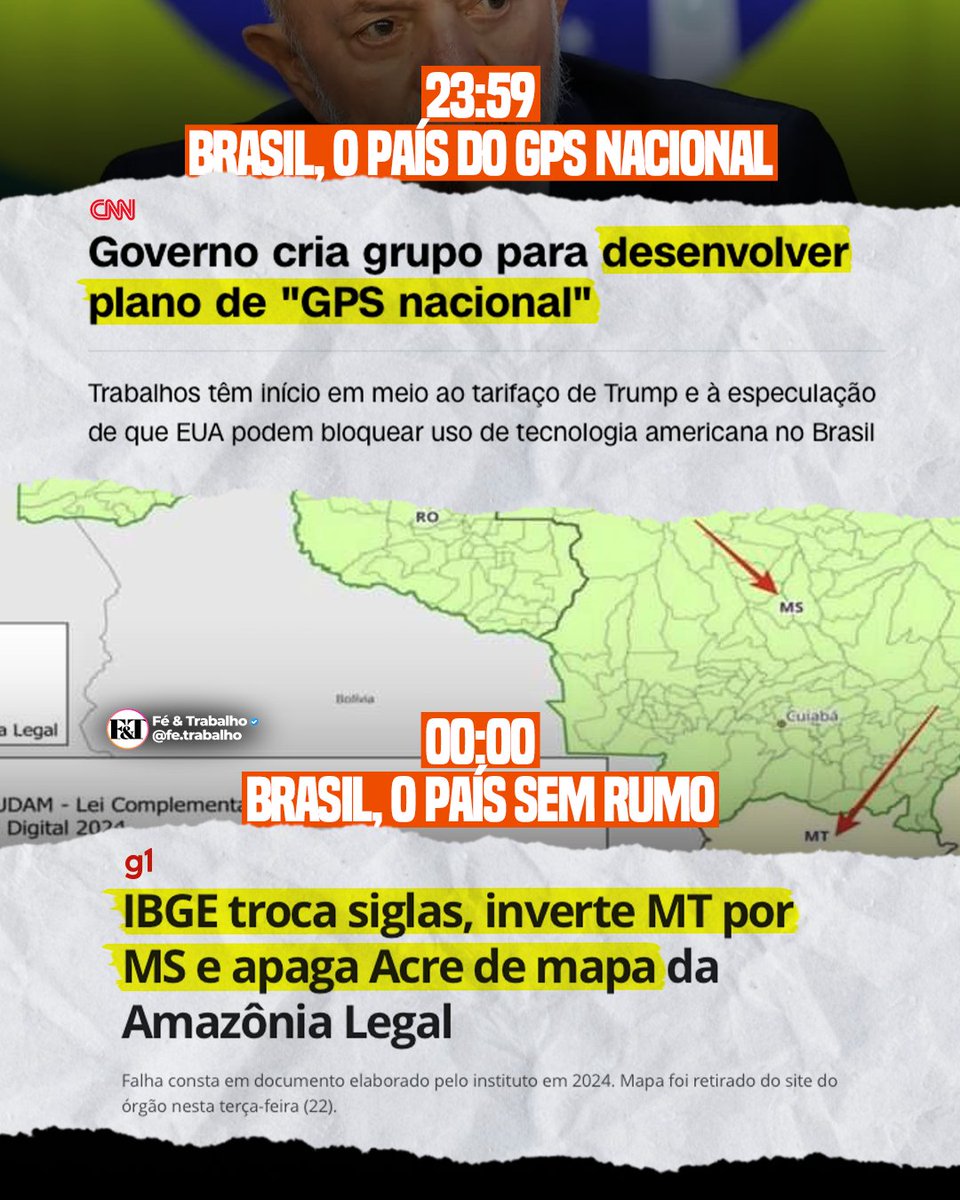 FeTrabalho1's tweet image. O Brasil ainda não tem o seu GPS, mas o governo brasileiro já está tentando fazer o nosso mapa.
Até quando vamos continuar acreditando nesse mundo de fantasia?
--
#governo #gps #tarifa #trump #foralula #forapt #liberdade #estado #mercado #ibge